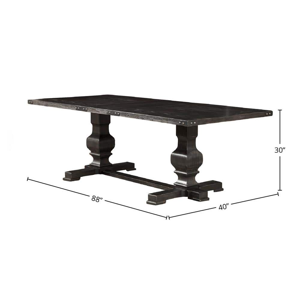 Manchester 88'' Vintage Black Reclaimed Wood Dining Table