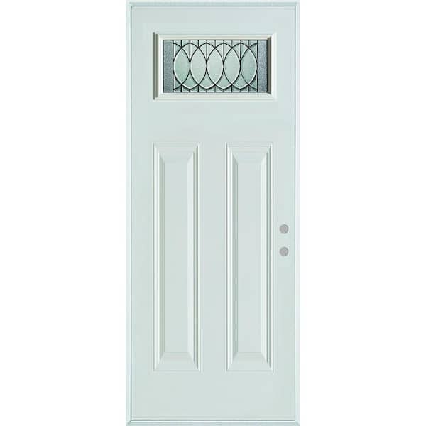 Stanley Doors 36 in. x 80 in. Nightingale Patina Rectangular 1 Lite 2-Panel Painted Left-Hand Inswing Steel Prehung Front Door