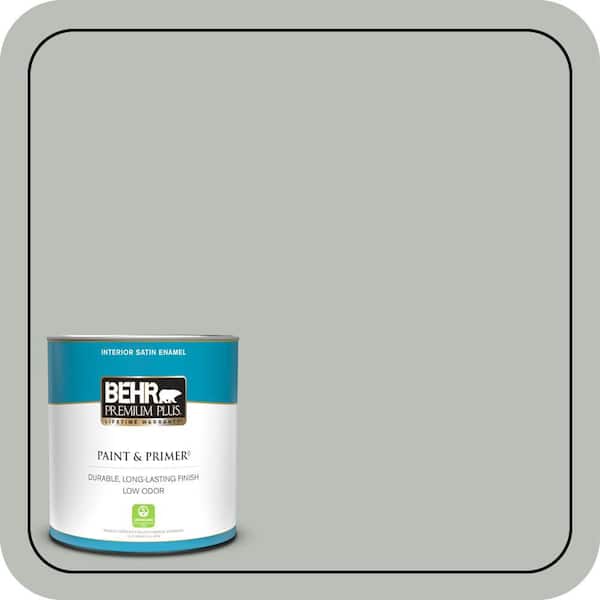 BEHR PREMIUM PLUS 1 qt. #T16-11 Celadon Satin Enamel Low Odor Interior Paint & Primer
