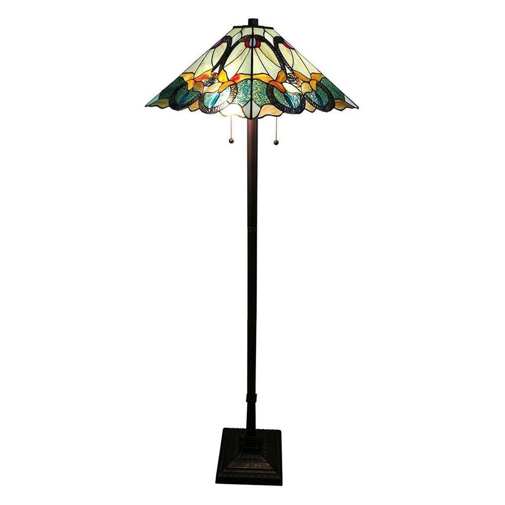 63" Multicolored Stained Glass Tiffany Style Floor Lamp