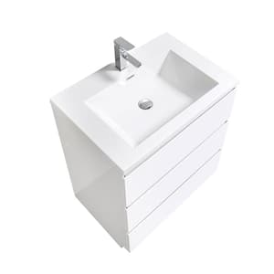 Cascade 29.5 in. W x 19.5 in. D x 34.2 in. H Single Sink Bath Vanity in White with White Resin Top