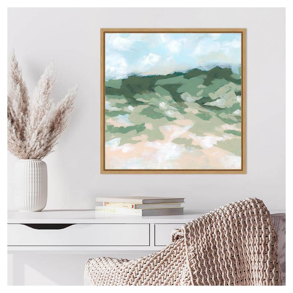 Blockbrush Valley II Abstract Landscape Canvas with Maple Frame