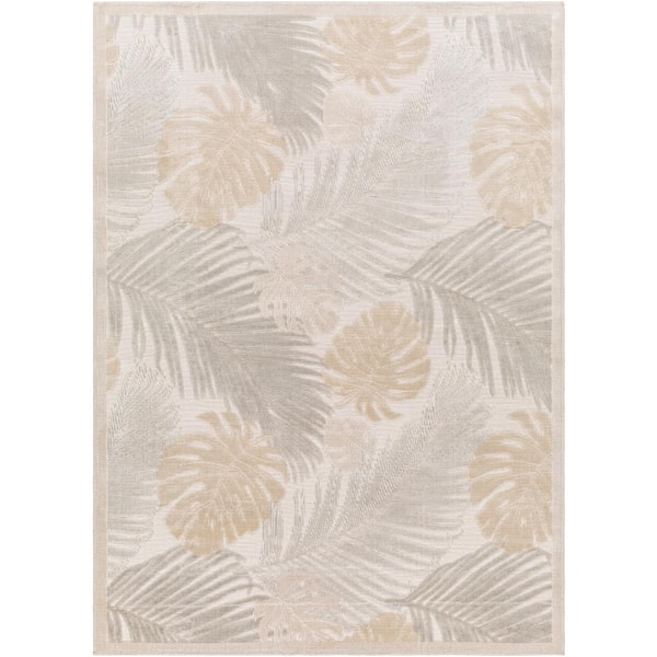 Livabliss Cabo Gray/Taupe Botanical 8 ft. x 10 ft. Indoor/Outdoor Area Rug