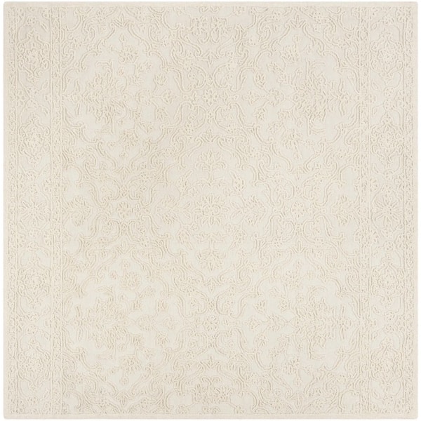 SAFAVIEH Martha Stewart Ivory 6 ft. x 6 ft. Floral High-Low Square Area Rug