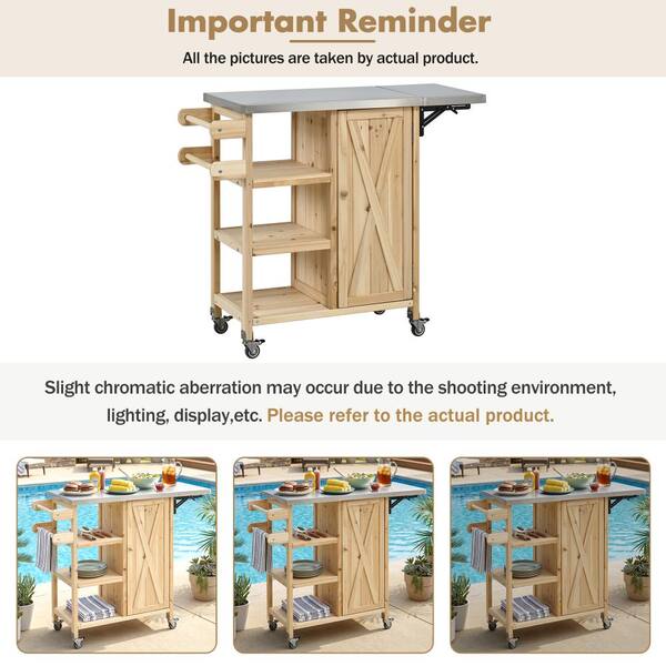 Meteor shower llc Wood Outdoor Kitchen Island Portable Prep