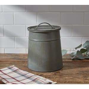 1-Gray Aged Metal Gray Cookie Jar
