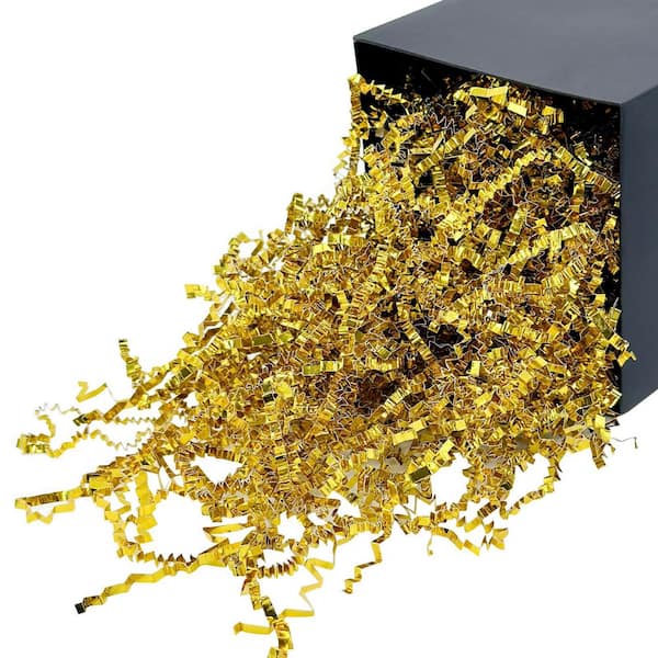 1 lbs. Crinkle Cut Paper Shred Filler for Gift Box and Basket Gold Recycled Material for Holidays and Events