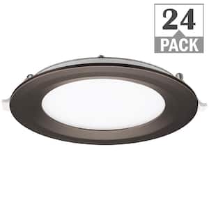 6 in. Adjustable CCT Integrated LED Canless Recessed Light Oil Rubbed Bronze Trim Kit 900 Lum Kitchen Bathroom (24-Pack)
