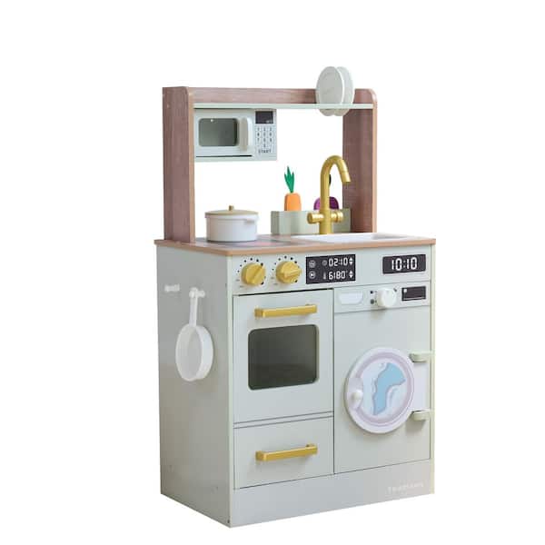 Little Chef Lake Tahoe Green Wooden Play Kitchen with Washing Machine, Sink and Mini Garden
