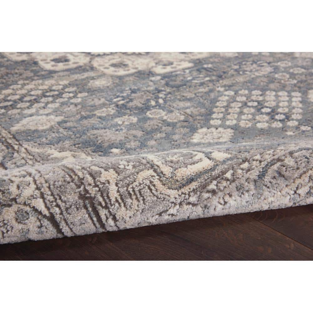 Concerto Grey/Ivory Hand-knotted Synthetic 2'2" x 7'6" Runner Rug