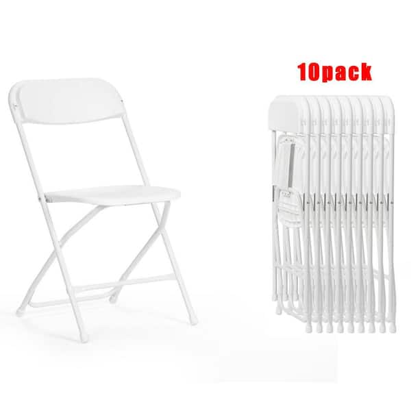 Unbranded Plastic Folding Lightweight Foldable Comfortable Event Chair Set of 10, White