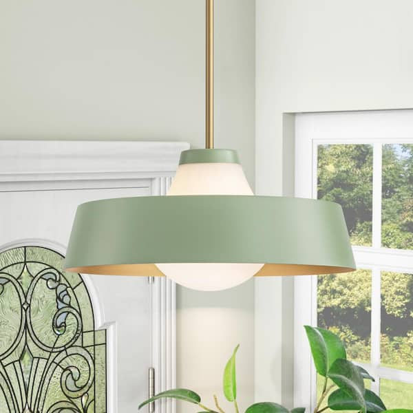 Mint green glass pendant lamp, deals vintage