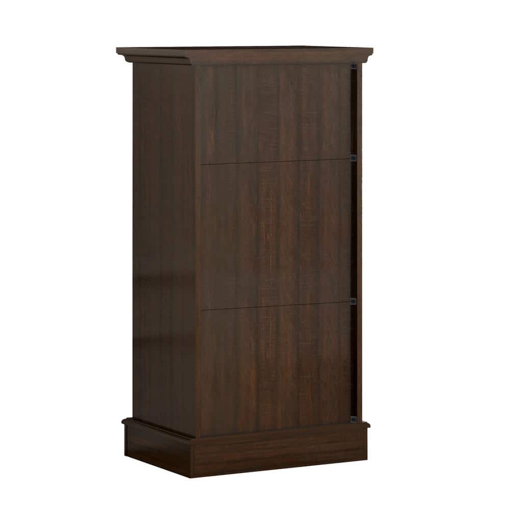 Walnut Wood Wine Cabinet with Metal Glass Holder and Lattice Rack