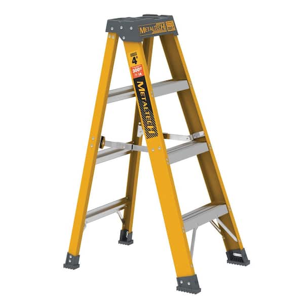 4 ft. Fiberglass Step Ladder with Maximum Reach of 8 ft. 8 in., 300 lbs Load Capacity