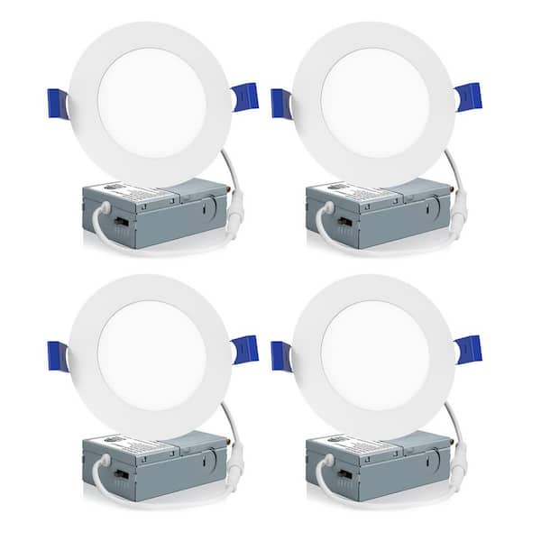4 in. Canless Integrated LED Recessed Light Trim Dimmable Selectable Color Temperature 5cct 750 Lumens (4-Pack)