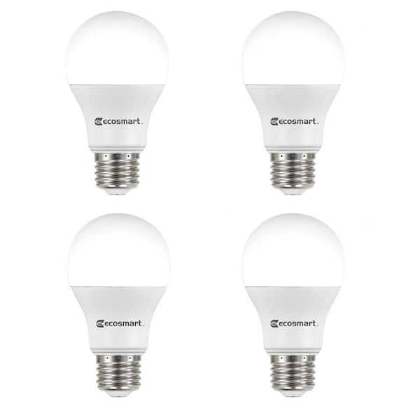 EcoSmart 60-Watt Equivalent A19 Non-Dimmable LED Light Bulb (5000K) Daylight (4-Pack)