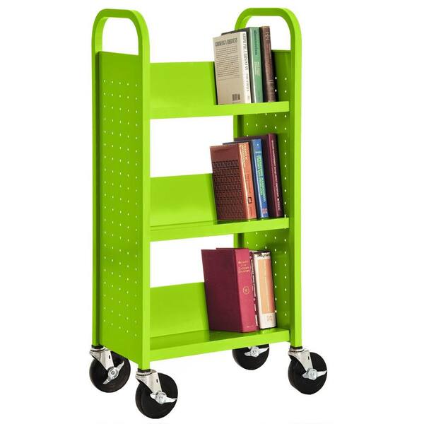 Sandusky Electric Green Mobile Steel 3-Shelf Bookshelf