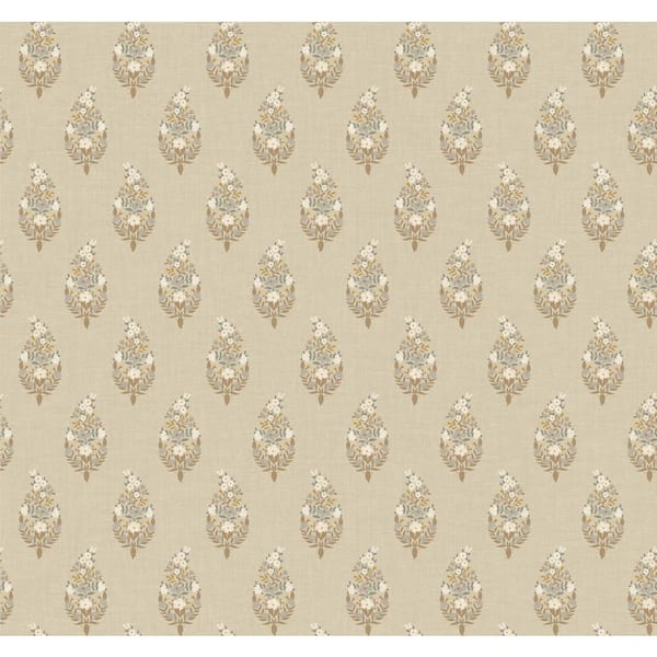 RIFLE PAPER CO. Paisley Linen Beige Metallic Paper Non-Pasted Wallpaper