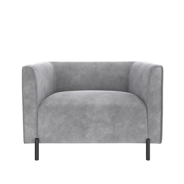CosmoLiving by Cosmopolitan Light Gray Velvet Blair Upholstered Accent Chair and a Half