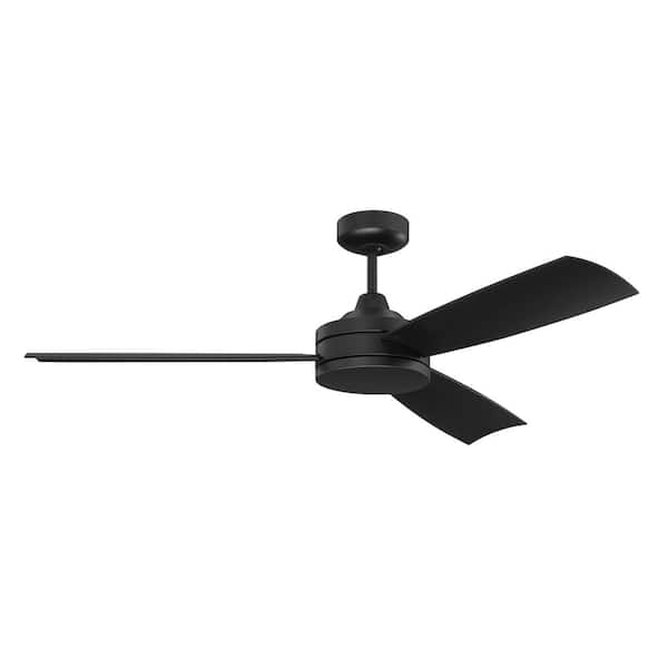 54 in. Flat Black Finish w/ Flat Black Blades Angled Mount Propeller Outdoor Ceiling Fan w/ 4-Speed Wall Control