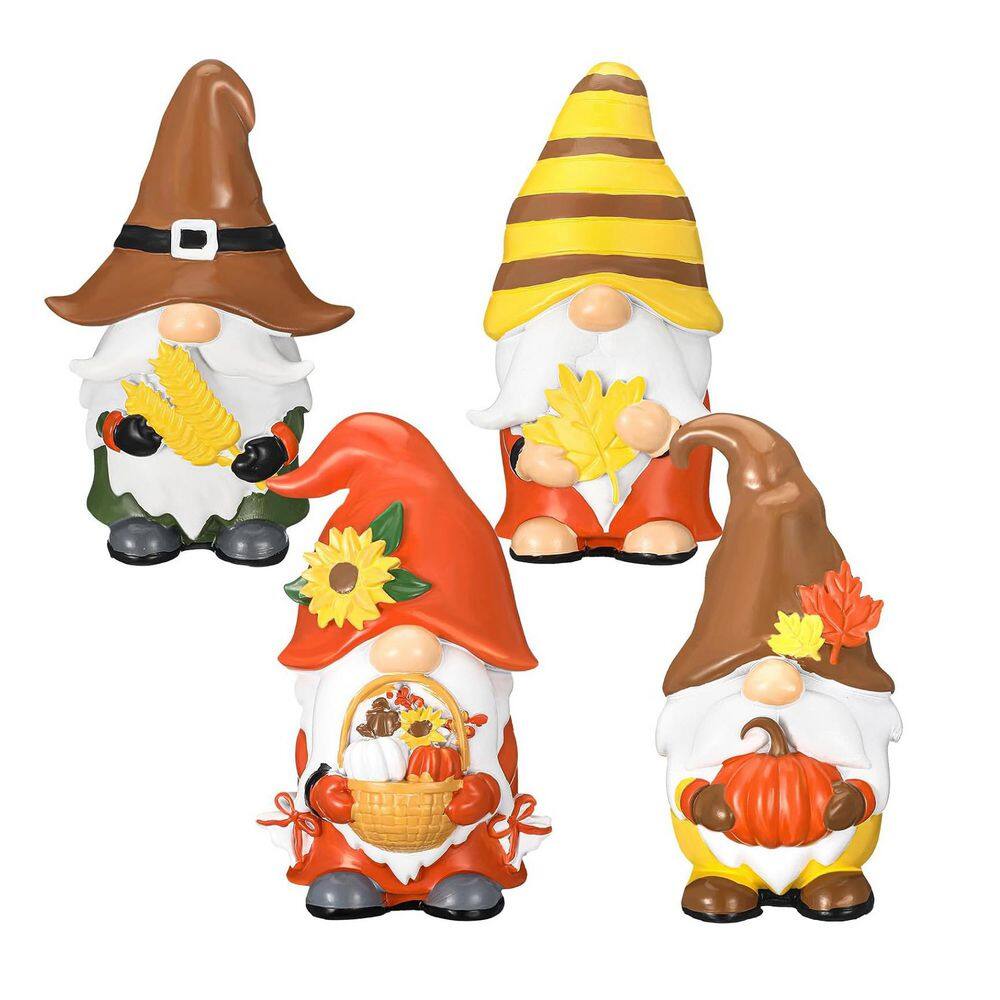 4-Pack Fall Resin Gnome Figurines: Thanksgiving Harvest Decor ENHD10723 ...