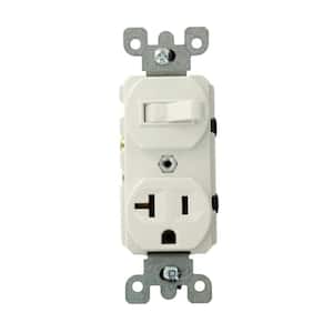20 Amp Commercial Grade Combination Single Pole Switch and Receptacle, White