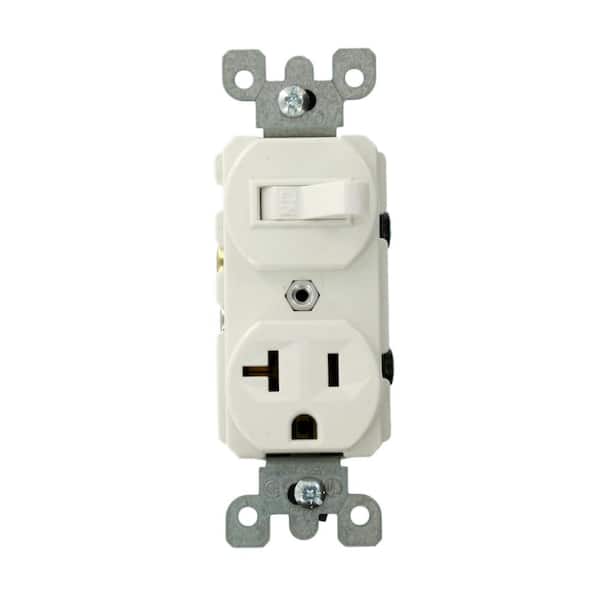 Leviton 20 Amp Commercial Grade Combination Single Pole Switch and Receptacle, White
