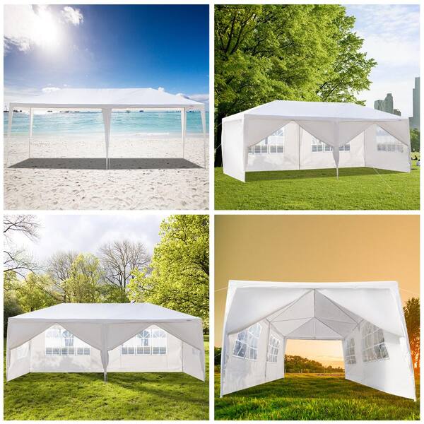 SEGAWE 10x10 Ft Canopy Sidewalls – 2-Pack, White, Waterproof, UV-Resistant, For Party Tent Or Garage