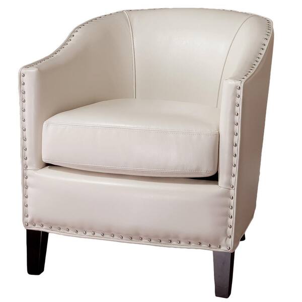 Noble House Austin Ivory Leather Upholstered Club Chair