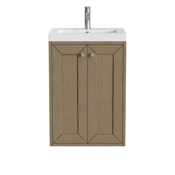 Chianti 19.8 in. W x 15.38 in. D x 29.5 in. H Single Bath Vanity in Walnut Whisper with White Glossy Composite Stone Top