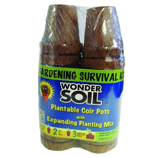 WONDER SOIL Gardening Survival Kit with 2 in. 20 Pots and Coco Wafers
