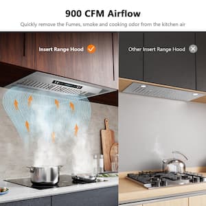 30 in. 600CFM Convertible Insert Range Hood in Stainless Steel with 4 Speed Gesture Control and Touch Panel