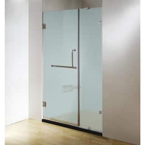 60 in. x 79 in. Frameless Hinged Shower Door Clear Frosted in Chrome with Handle