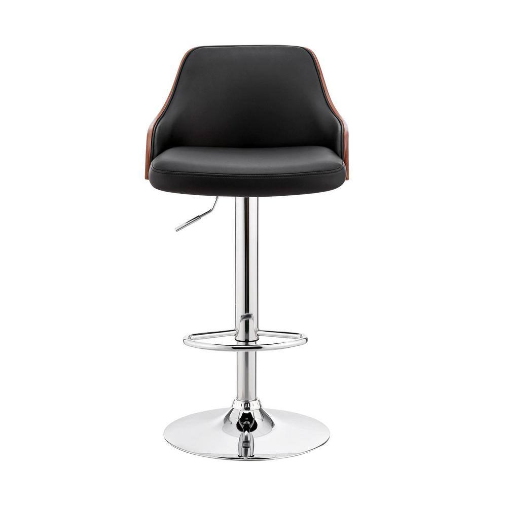HomeRoots Black Faux Leather Adjustable Modern Bar Stool 2000476879