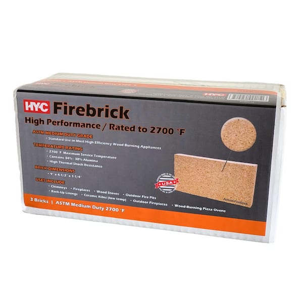 Half Thickness Hard Fire Brick 1.25 X 4.5 X 9, 3000 Degree