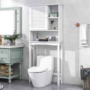 27.6 in. W x 63.8 in. H x 7.7 in. D White MDF Over-the-Toilet Storage Adjustable Shelf Bathroom Cabinet