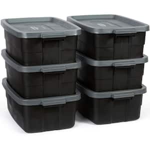 Roughneck 10 Gal. Storage Tote Container in Black (6-Pack)