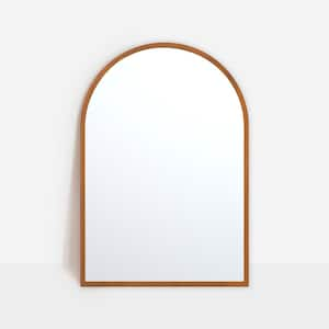 31.5 in. W x 35.5 in. H Modern Arched Shape Wooden Framed Walnut Color Wall Mirror Floor Leaning Mirror (Set of 2)