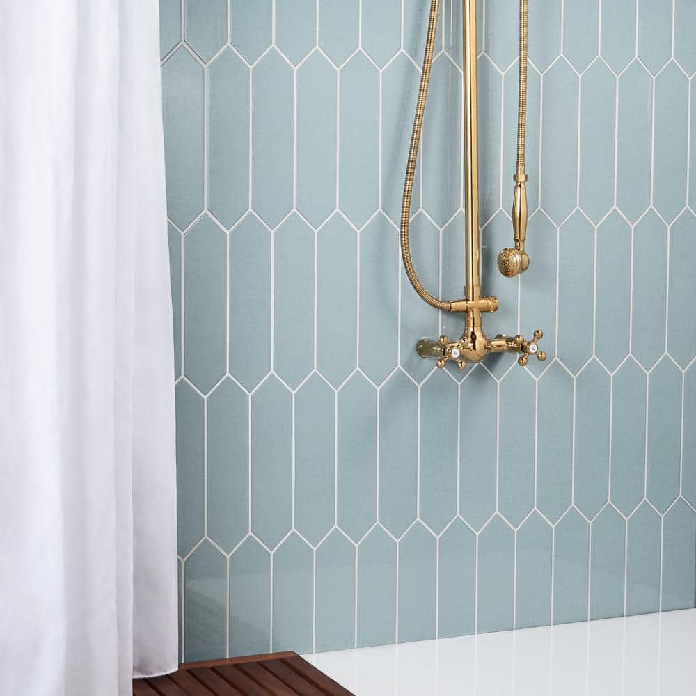 Camino Blue Polished Ceramic Hexagon Wall Tile