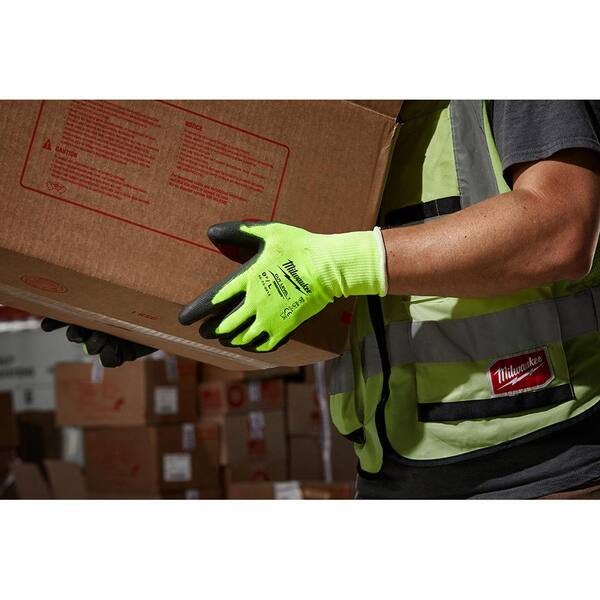 Milwaukee X-Large High Visibility Level 2 Cut Resistant Polyurethane Dipped Work  Gloves (3-Pack) 48-73-8928D - The Home Depot