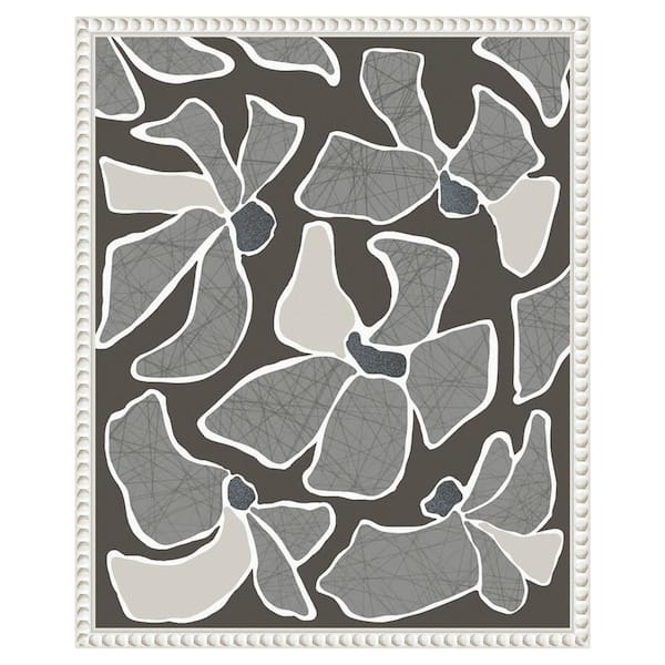 Amanti Art Grey Flower Blooms II by Regina Morre 16 in. W x 20 in. H. Canvas Wall Art Print Framed in White