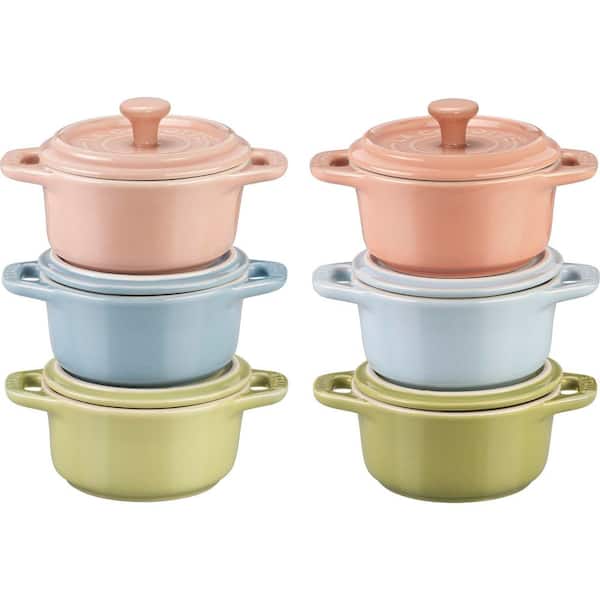 Ceramic 6-Pieces Mini Round Cocotte Set - Macaron Pastel Colors