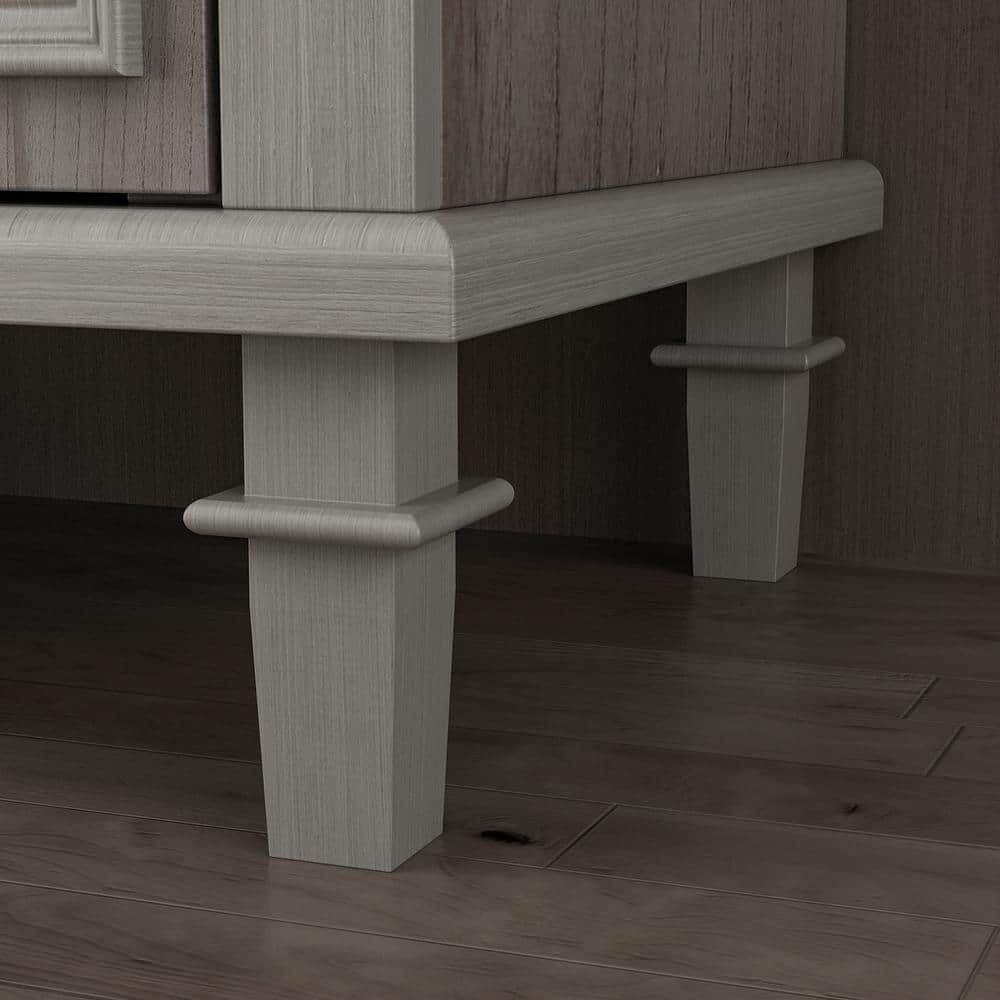 Light Gray MDF 3-Tier Accent Cabinet with Drawers