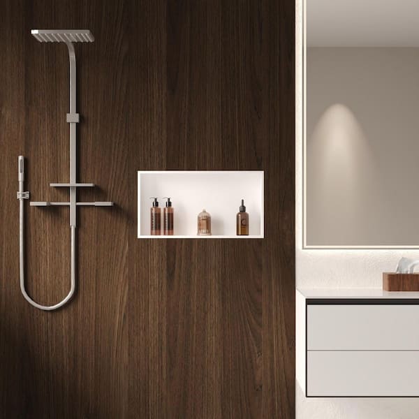 25 in. W x 13 in. H x 4 in. D Stainless Steel Bathroom Shower Niche in White