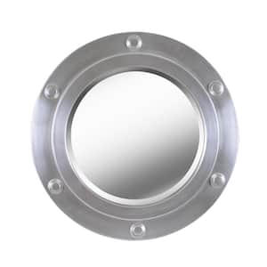 Medium Round Weathered Steel Finish Beveled Glass Casual Mirror (24 in. H x 24 in. W)