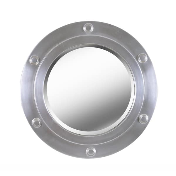 Manor Brook Medium Round Weathered Steel Finish Beveled Glass Casual Mirror (24 in. H x 24 in. W)
