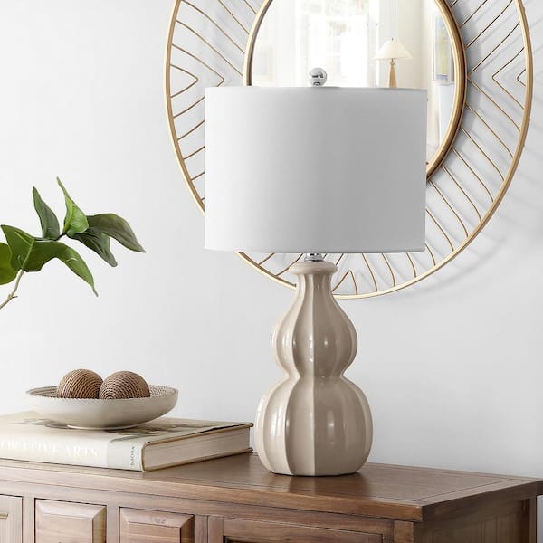 Wade 24.5 in. Ivory Table Lamp with White Shade