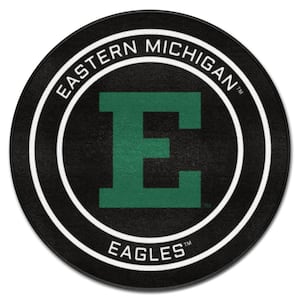 Eastern Michigan Black 2 ft. Round Hockey Puck Accent Rug
