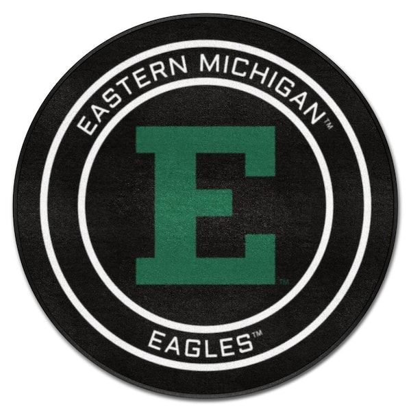 FANMATS Eastern Michigan Black 2 ft. Round Hockey Puck Accent Rug