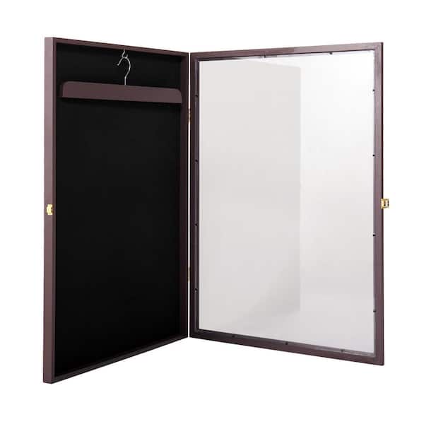 Unbranded 23.3 in. W x 31.3 in. H Dark Brown Picture Rectangle Frame Jersey Display Frame Case Pine Wooden Shadow Box with Hanger